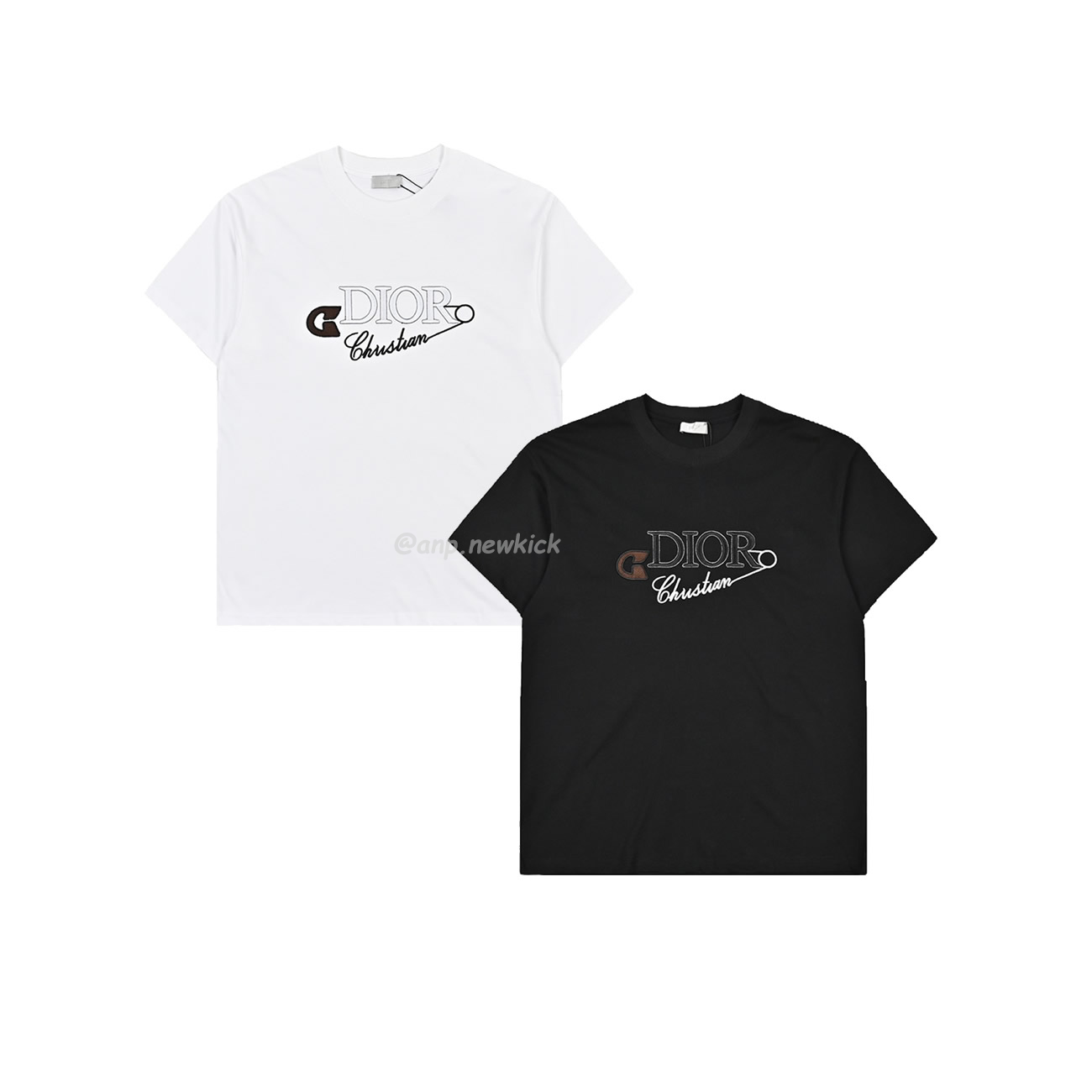 Dior 24ss Pin Logo Contrasting Embroidered Short Sleeved T Shirt (1) - www.newkick.vip